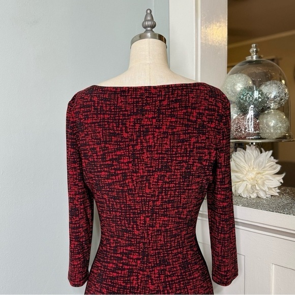 Ralph Lauren Jersey Sheath Dress Red & Black Printed 4 - Picture 6 of 10